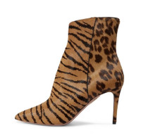 Arden Furtado fashion women's shoes elegant ladies ankle boots mature sexy pointed toe stilettos heels leopard boots big size 45