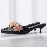 Arden Furtado summer 2019 fashion trend women's shoes pointed toe stilettos heels party shoes flower sexy elegant slippers pure color
