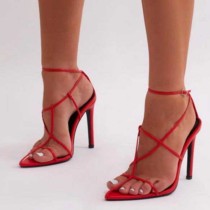Arden Furtado summer 2019 fashion trend women's shoes white red stilettos heels pure color buckle office lady sandals classics big size 43