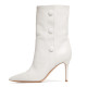 Arden Furtado spring and autumn fashion women's shoes pointed toe stilettos heels white half boots slip-on big size 45