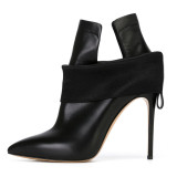Arden Furtado spring and autumn 2019 fashion women's shoes pointed toe stilettos heels classics pure color big size 45 black short ankle boots slip-on sexy elegant fashion shoes