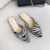 Arden Furtado summer 2019 fashion trend women's shoes pointed toe concise slippers mixed colors mules ladylike temperament