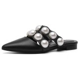 Arden Furtado summer 2019 fashion trend women's shoes pointed toe  sexy elegant pearl slippers classics mules concise