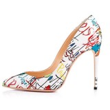Arden Furtado summer 2019 fashion trend women's shoes pointed toe stilettos heels graffiti office lady concise slip-on pumps big size 45 party shoes