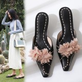 Arden Furtado summer 2019 fashion trend women's shoes pointed toe stilettos heels party shoes flower sexy elegant slippers pure color