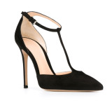 Arden Furtado summer 2019 fashion trend women's shoes pointed toe stilettos heels pure color black  matte sandals classics buckle big size 45