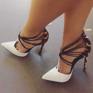Arden Furtado summer 2019 fashion trend women's shoes pointed toe stilettos heels white mixed colors elegant office lady pumps big size 45