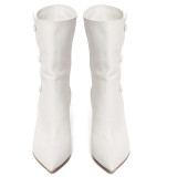 Arden Furtado spring and autumn fashion women's shoes pointed toe stilettos heels white half boots slip-on big size 45