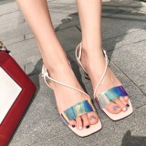 Arden Furtado summer 2019 fashion trend women's shoes chunky heels pure color pink office lady sandals sexy big size 43 slip-on