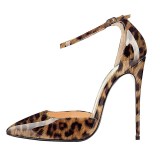 Arden Furtado summer 2019 fashion women's shoes pure color sandals buckle strap leopard print stilettos heels narrow band office lady big size 45
