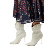 Arden Furtado spring and autumn fashion women's shoes pointed toe half boots stilettos heels elegant ladies white boots