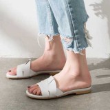 Arden Furtado summer 2019 fashion trend women's shoes pure color concise slippers leather leather white