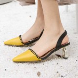 Arden Furtado summer 2019 fashion trend women's shoes pointed toe chunky heels pure color small size 33 big size 40 buckle sandals
