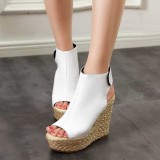 Arden Furtado summer 2019 fashion trend women's shoes pure color white sandals wedges party shoes comfortable leather