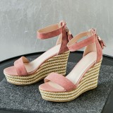 Arden Furtado summer 2019 fashion trend women's shoes sexy elegant pure color sandals small size 33 buckle party shoes  wedges