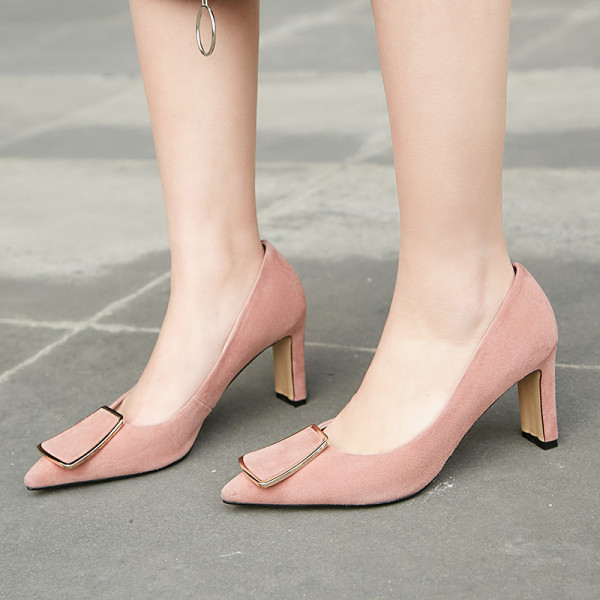 Arden Furtado spring autumn 2019 fashion women's shoes pointy elegant block heels pink pumps high heels
