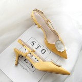 Arden Furtado summer 2019 fashion trend women's shoes pointed toe stilettos heels  sexy pure color  office lady big size 40 buckle sandals