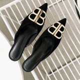 Arden Furtado summer 2019 fashion trend women's shoes pointed toe stilettos heels office lady slippers mules metal decoration small size 33 big size 43