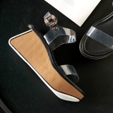 Arden Furtado summer 2019 fashion trend women's shoes  sexy elegant sandals wedges buckle transparent PVC party shoes