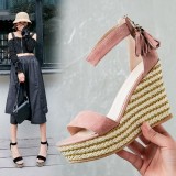 Arden Furtado summer 2019 fashion trend women's shoes sexy elegant pure color sandals small size 33 buckle party shoes  wedges