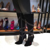 Arden Furtado spring 2019 fashion women's shoes sexy rivet belt buckle sexy and knee boots