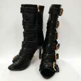 Arden Furtado summer 2019 fashion trend women's shoes belt buckle side zipper open toe high heel boots big size 47