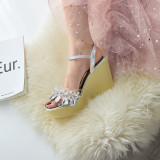Arden Furtado summer 2019 fashion women's shoes sheep velvet crystal waterproof platform wedges sandals