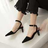 Arden Furtado summer 2019 fashion trend women's shoes sheep velvet pointed toe chunky heels lace slip-on sandals s party shoes leather