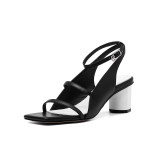 Arden Furtado summer 2019 fashion women's shoes chunky heels square toe Block heels genuine leather sandals