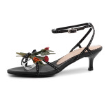 Arden Furtado summer 2019 fashion women's shoes open toe spell buckle with open toe flowers heel size 33 40