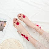 Arden Furtado summer 2019 fashion women's shoes open toe slope and flower strap waterproof table sandals