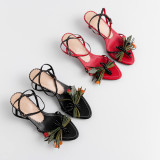 Arden Furtado summer 2019 fashion women's shoes open toe spell buckle with open toe flowers heel size 33 40