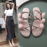 2019 gladiator flat sandals fashionable and cross tied lace up female shoes summer genuine leather concise shoes