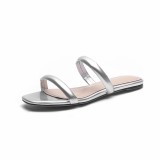 Arden Furtado summer 2019 fashion trend women's shoes white apricot silver blue sexy elegant ladylike temperament concise mature pure color small size 33 big size 43 slippers
