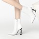 Arden Furtado fashion women's shoes winter pointed toe sexy elegant white big size 41 zipper short boots special-shaped heels ladies red boots