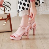 Arden Furtado summer 2019 fashion trend women's shoes chunky heels pure color white leather buckle sandals office lady big size 43