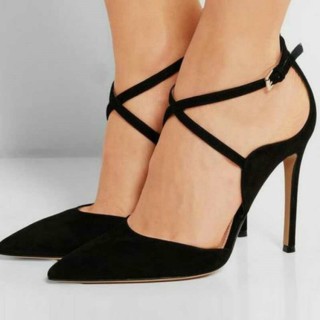 Arden Furtado spring summer Cross tied pointed toe Black party shoes ladies sexy fashion shoes Sandals