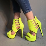 Arden Furtado summer 2019 fashion trend women's shoes stilettos heels pure color fluorescent color buckle sandals narrow band office lady big size 47 party shoes  waterproof
