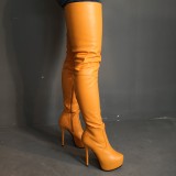 Arden Furtado spring and autumn 2019 fashion women's shoes pointed toe orange stilettos heels zipper big size 47  elegant sexy elegant