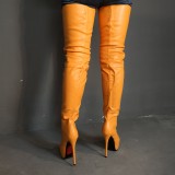 Arden Furtado spring and autumn 2019 fashion women's shoes pointed toe orange stilettos heels zipper big size 47  elegant sexy elegant