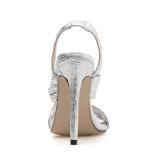 Silver stilettos peep toe sexy high heels women's shoes Sandals size 40