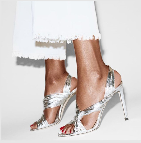 Silver stilettos peep toe sexy high heels women's shoes Sandals size 40