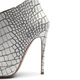 Arden Furtado fashion women's shoes leather pointed toe white stilettos heels zipper ankle boots big size 45