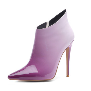 Arden Furtado fashion women's shoes in winter 2019 pointed toe stilettos heels zipper elegant purple short boots big size 45