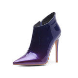 Arden Furtado fashion women's shoes in winter 2019 pointed toe stilettos heels zipper elegant purple short boots big size 45