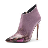 Arden Furtado summer 2019 fashion women's shoes elegant ladies boots concise pointed toe snake gradient stilettos heels zipper