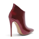Arden Furtado fashion women's shoes in winter 2019 pointed toe stilettos heels zipper pure color short boots big size 45