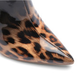 Arden Furtado fashion women's shoes in winter 2019 pointed toe stilettos heels zipper short boots leopard print big size 45