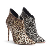 Arden Furtado fashion women's shoes pointed toe stilettos heels cloth zipper sexy elegant leopard boots