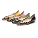 Arden Furtado  fashion Women's shoes pointed toe concise mature slip-on green Leopard flats